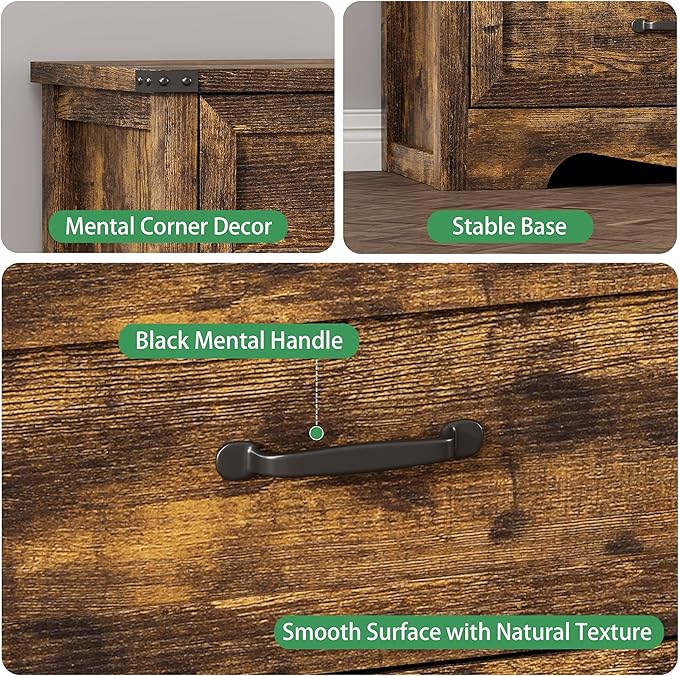 Dresser for Bedroom with 7 Drawers, 48" Wide Wood Chest of Drawers with Deep Drawers & Mental Handle, Modern Dresser TV Stand, Wooden Closet Storage Organizer for Living Room, Hallway, Entryway, Brown