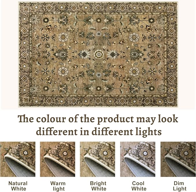 Tangsoo Vintage Floral Rug 2x3 Washable Rugs for Entryway, Small Area Rug, Non-Slip for Front Door, Brown Accent Rug Doormat, Soft Low Pile for Indoor Entrance Kitchen Bedroom