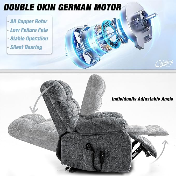 Lazy Boy Recliner Chair with Lumbar Heating ， Adjustment Power Lift Recliner Chair for Elderly/Big and Tall Recliners for People Up to 6'2"/350lb Range