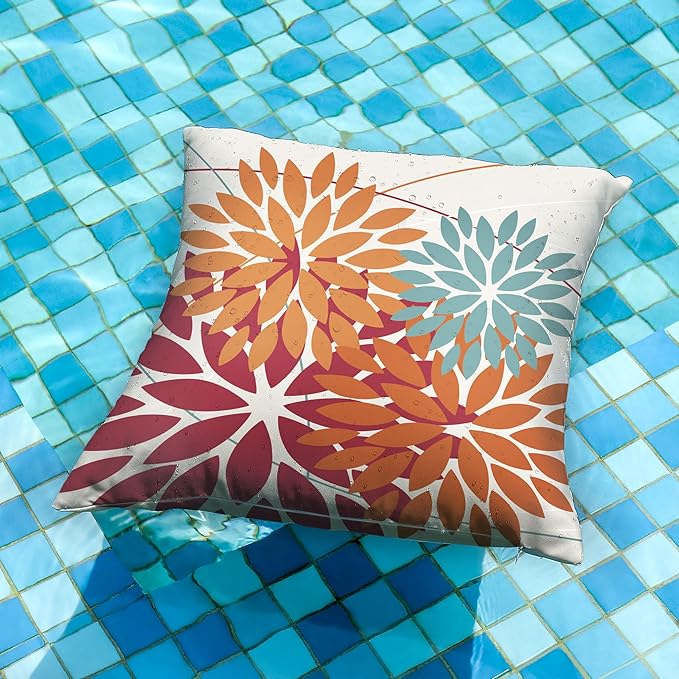 DFXSZ Outdoor Throw Pillow Covers 22x22 Inch Set of 2 Waterproof Spring Summer Geometric Elegant Burnt Orange Outdoor Pillow Covers for Patio Funiture Garden Couch 168D22