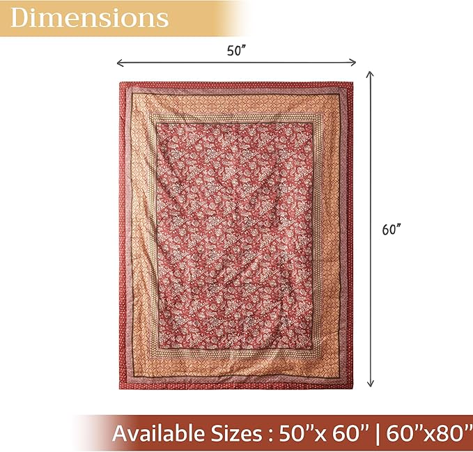 Maison d' Hermine Throw Blanket for Couch Lightweight Soft Warm Breathable Cotton Throw Blankets for Bed Girls Boys Women Men Gifts Sofa Travel Living Room Chair Bedding (60"x80", Surya)
