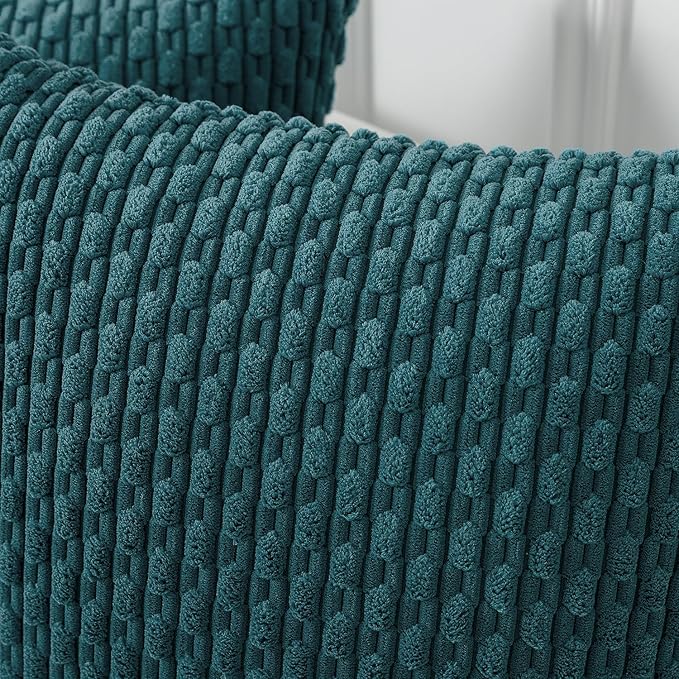 Kevin Textile Throw Pillow Covers Soft Corduroy Decorative Set of 2 Boho Striped Pillow Covers Pillowcases Farmhouse Home Decor for Couch Bed Sofa Living Room 12x20 Inch Teal Blue