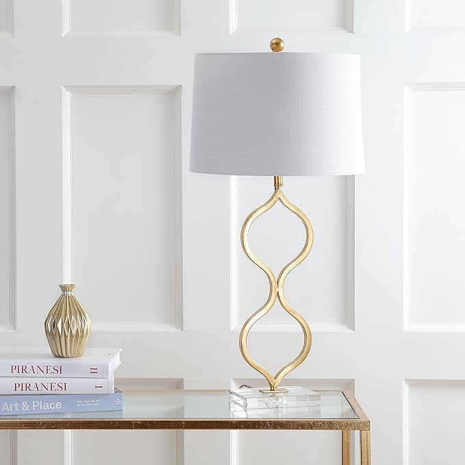 JONATHAN Y JYL3028A Levi 31.5" Metal/Crystal LED Table Lamp Contemporary Transitional Bedside Desk Nightstand Lamp for Bedroom Living Room Office College Bookcase LED Bulb Included, Gold Leaf