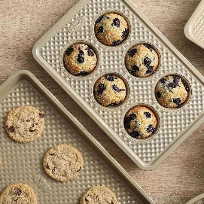 Oster Verlice 5 Piece Carbon Steel Baking Pans Bakeware Set W/Premium PFA Free Nonstick - Champagne Gold