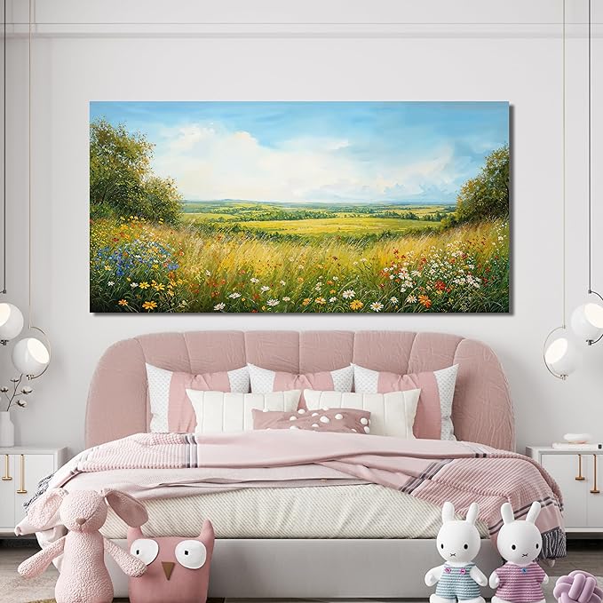 AIXMGSJS Canvas Wall Art Decor Modern Landscape Large Wall Art For Living Room Green Botanical Wall Art Artwork For Wall Green Floral Wall Decor Canvas Prints Art Work For Home Office Decor 24" X 48"