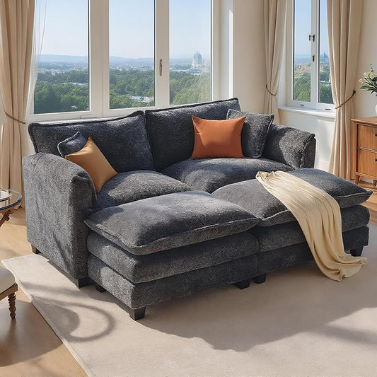 SweetGO corporation 42'' Plush Single Sofa Accent Chair with Ottoman for Living Room/Bedroom, Modern Couch for Cozy Lounge Chair for Reading