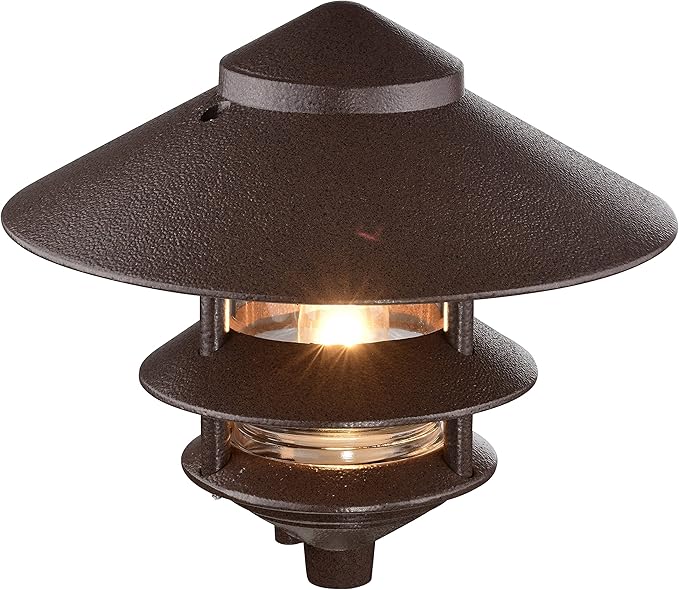 Nuvo SF76/637 One 2 Louver Hood Outdoor Pagoda Landscape Pathway Light, 3 Tier-Large, Old Bronze