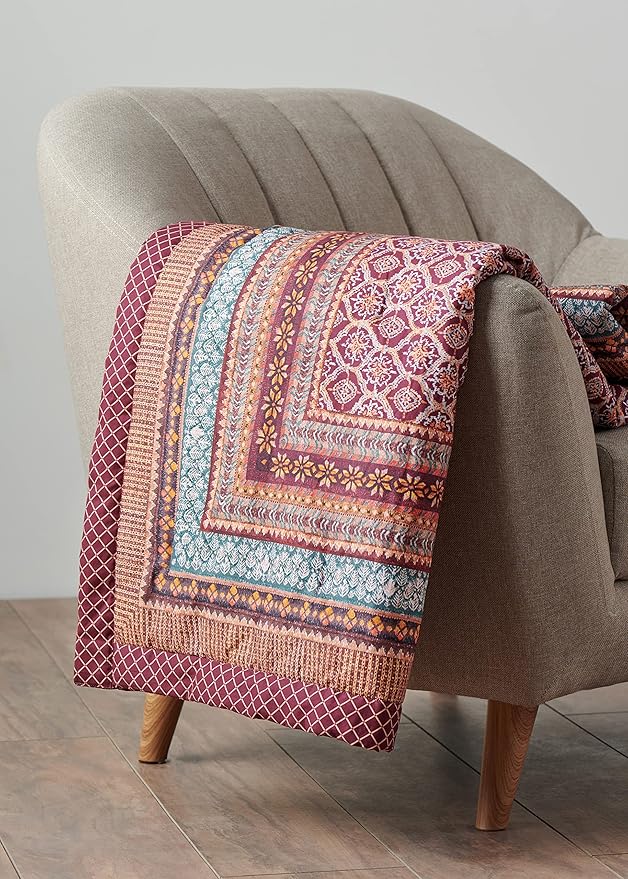 Maison d' Hermine Throw Blanket for Couch Lightweight Soft Warm Breathable Cotton Throw Blankets for Bed Girls Boys Women Men Gifts Sofa Travel Living Room Chair Bedding (50"x60", Fair Isle)