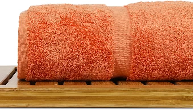 Luxury Hotel & Spa Collection, 100% Turkish Cotton 700 GSM Cloth, for Body wash, Makeup Remover & Facial Cleaning, Baby, face, Dobby Border Soft washcloths Towel Set 13" X 13", Coral, Set of 12