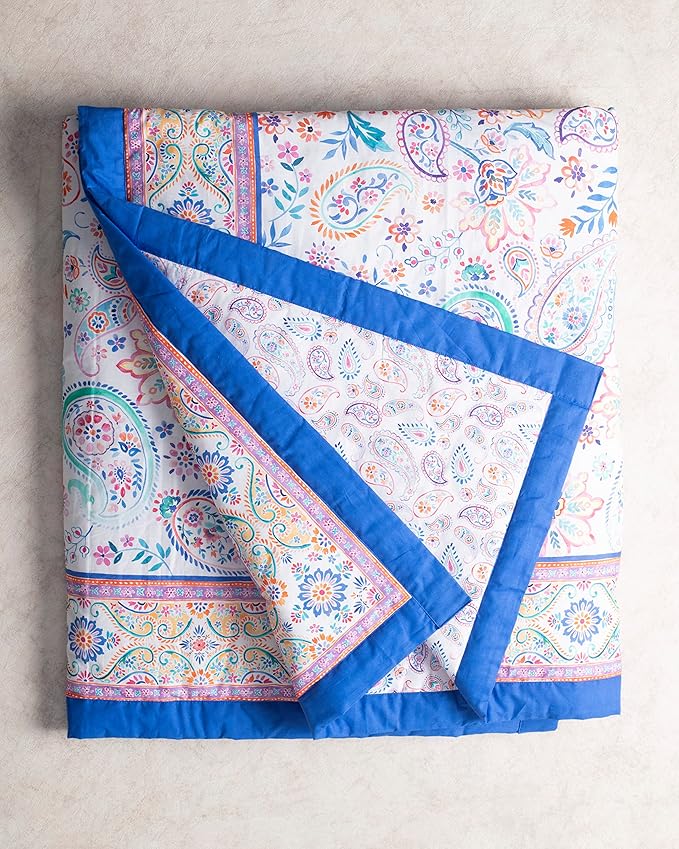 Maison d' Hermine Throw Blanket for Couch Lightweight Soft Warm Breathable Cotton Throw Blankets for Bed Girls Boys Women Men Gifts Sofa Travel Living Room Chair Bedding (50"x60", Indian Floral)