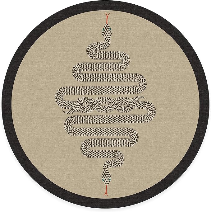 RUGGABLE x Jonathan Adler Machine Washable Modern Area Rug – Venom Neutral 8 ft Round, Stain-Resistant, Non-Slip – Large Rugs for Living Room, Bedroom, Hallway, Entryway & Office–with Cushioned Pad