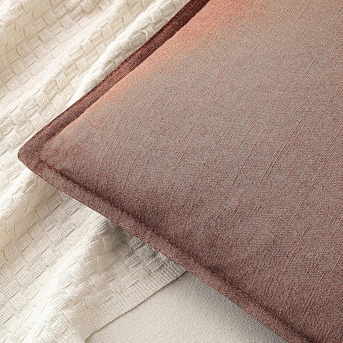 MIULEE Fall Decorative Linen Pillow Covers 18x18 Inch Rust Red Boho Farmhouse Neutral Couch Throw Pillows for Bed Pack of 2 Accent Modern Pillowcase Sofa Livingroom Home Decor