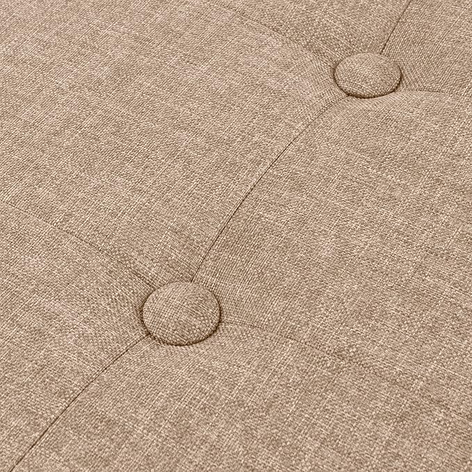 Folding Storage Ottoman - 30-Inch Tufted Footrest, Linen Chest, or Bench with Removable Bin for Living Room, Bedroom, or Dorm by Lavish Home (Beige)