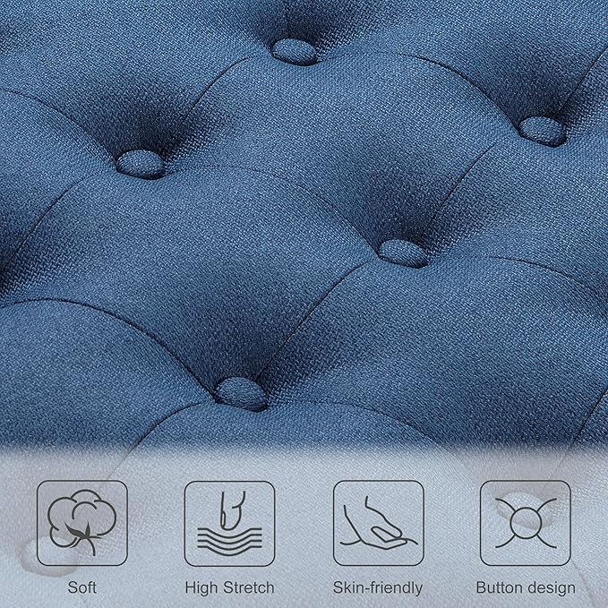 Living&Giving Storage Ottoman 50.2 Inches Upholstered Fabric Storage Ottoman Bench，Button Tufted Bedroom Bench，Bedroom End of Bed Bench Withstands 304lbs