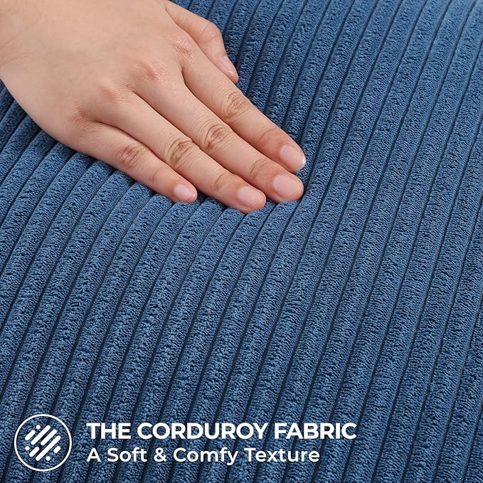 Mecatny Corduroy Decorative Throw Pillow Covers 12x20 Set of 2 for Sofa Living Room, Soft Neutral Boho Couch Pillow Covers for Home Decor, Navy Blue