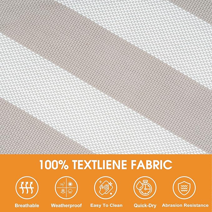 Lazy Daze Hammocks Quick Dry Hammock with Spreader Bar Textliene Fabric Double Outside Hammock with Chains Outdoor Patio Poolside Backyard Beach 450 lbs Capacity, Beige White Stripes