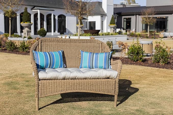 RSH DECOR: Sunbrella Lumbar Throw Pillows Set of 2 | 20" x 12" | Water and Fade-Resistant Performance Fabric | Outdoor Pillow Covers with Down-Alternative Inserts | Dolce Oasis