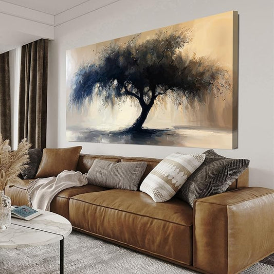 Canvas Wall Art Decor Large Modern Abstract Art Wall For Living Room Black Tree Of Life Wall Art Black Abstract Minimalist Wall Art Canvas Prints Art Work For Home Kitchen Office Wall Decor 29" X 58"