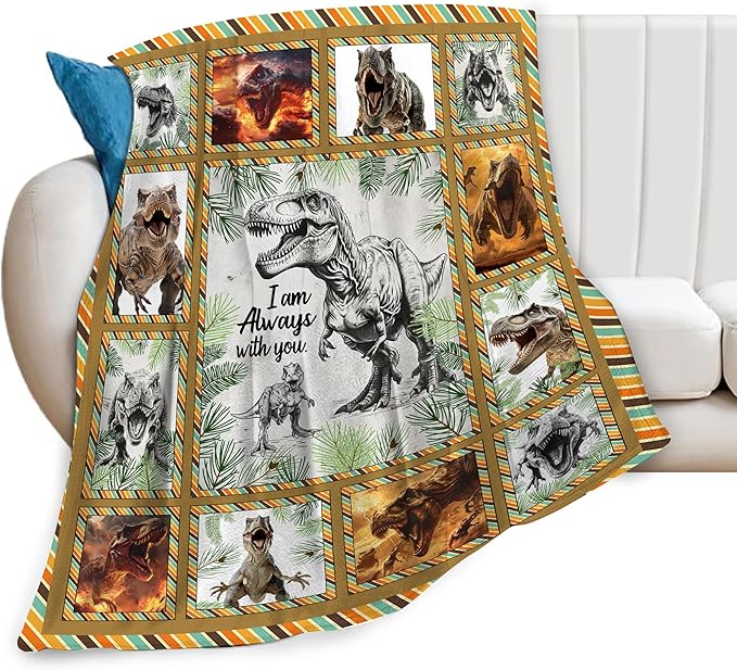 Wsradto Dinosaur Blanket Dino Throw Blanket Fleece Flannel Bedding Dinosaurs Gifts for Men Boys Lovers Adults Stuff Plush for Couch Sofa Bed Room Decor 60"X80"