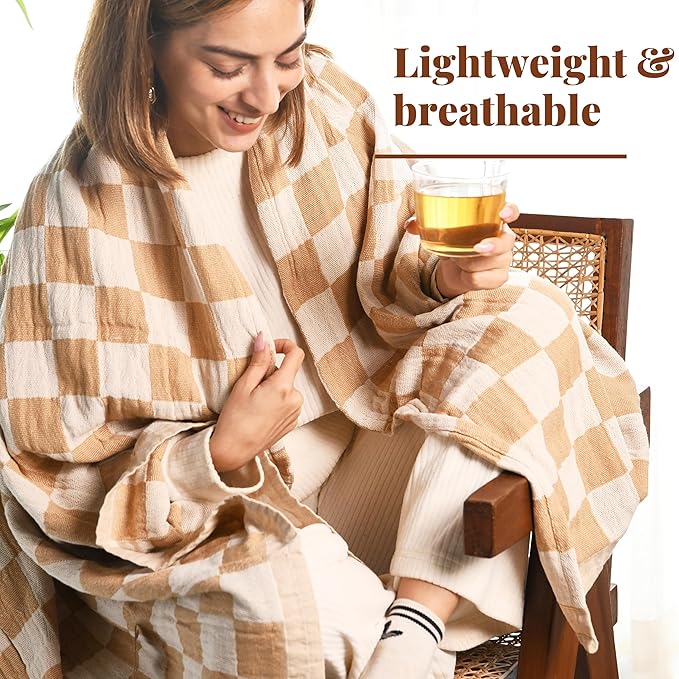 Folkulture Throws for Couch 50" x 60", 100% Recycled Cotton Couch Blanket for Chair, Throw Blanket for Couch or Bed Throws for Sofa, Boho Throw Blankets.