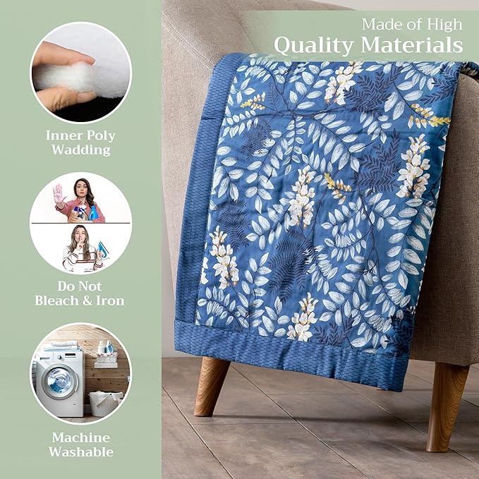 Maison d' Hermine Throw Blanket for Couch Lightweight Soft Warm Breathable Cotton Throw Blankets for Bed Girls Boys Women Men Gifts Sofa Travel Living Room Chair Bedding (50"x60", Feuillage)