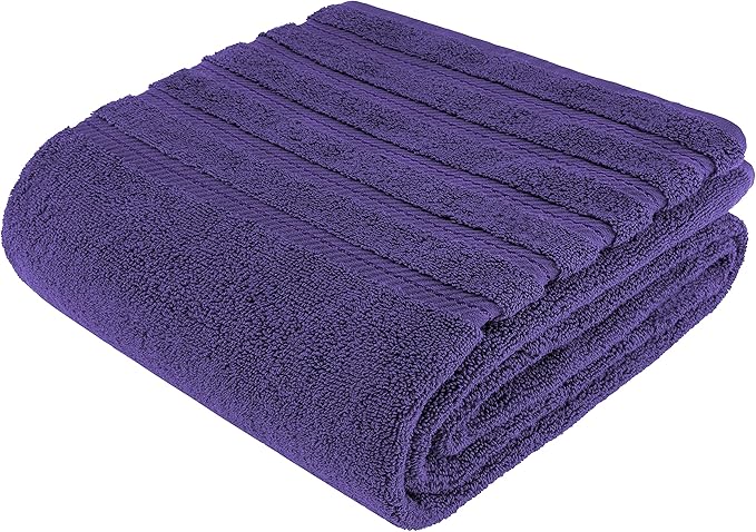 American Soft Linen 35x70 Jumbo Large Bath Towels, 600 GSM 100% Cotton Turkish Bath Sheet, Oversized Luxury Bath Towels for Bathroom Beach and Pool, Purple