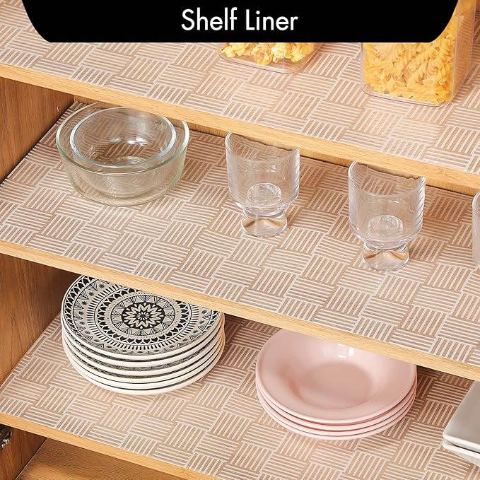 Cooyes Shelf and Drawer Liner for Kitchen Cabinets – Non-Adhesive, Waterproof, Non-Slip Cabinet Liners for Scratch Protection, Desk, Refrigerator, Shelves, Drawers with Modern Pattern