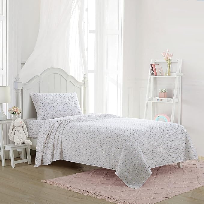 Laura Ashley Kids - Full Size Sheet Set, Soft & Wrinkle-Resistant Toddler Bedding, Fun & Whimsical Bedroom Decor, Ideal Girl Room Essentials (Mae Pink)