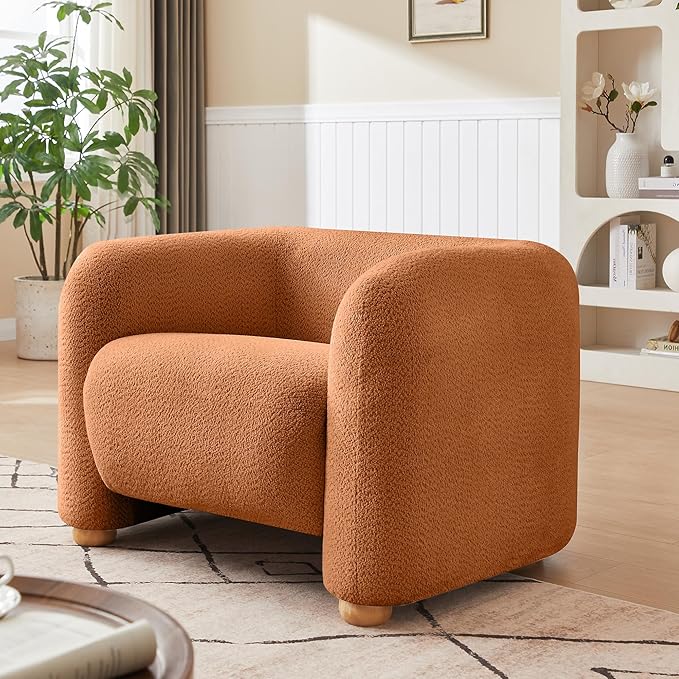 40" Modern Accent Chair Reading Chair Oversized Barrel Chairs for Living Room Bedroom Apartment (Orange)