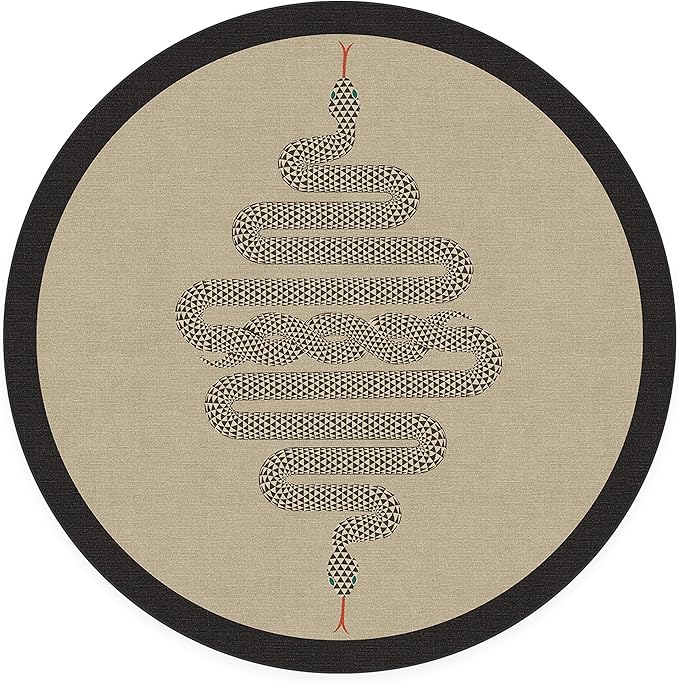 RUGGABLE x Jonathan Adler Machine Washable Modern Area Rug – Venom Neutral 6 ft Round, Stain-Resistant, Non-Slip – Medium Rugs for Living Room, Bedroom, Hallway, Entryway & Office–with Cushioned Pad