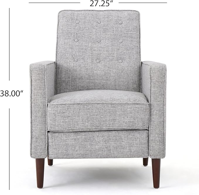 Christopher Knight Home Macedonia Mid Century Modern Tufted Back Fabric Recliner (Light Grey Tweed).