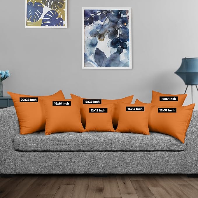 Utopia Bedding Throw Pillows Insert (Pack of 2, Orange) - 16 x 16 Inches Bed and Couch Pillows - Indoor Decorative Pillow