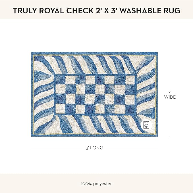 MACKENZIE-CHILDS Washable Rug, Decorative Indoor Rug, 2' x 3', Truly Royal Check