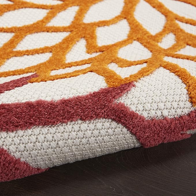 Nourison Aloha Indoor/Outdoor Red Multi Colored 2'3" x 12' Area Rug, Tropical, Botanical, Easy Cleaning, Non Shedding, Bed Room, Living Room, Dining Room, Deck, Backyard, Patio (2x12)