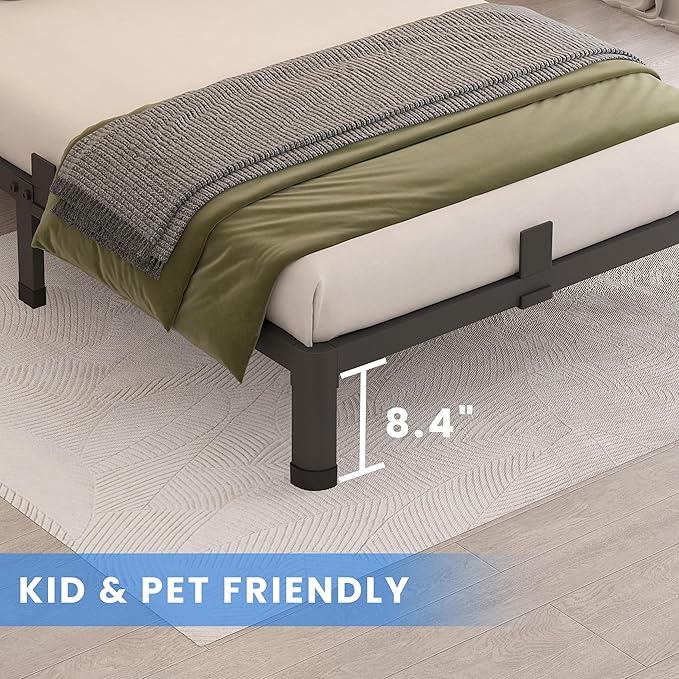 MAF 10 Inch Twin Size Metal Platform Bed Frame with Round Corner Legs, 3000 LBS Heavy Duty Steel Slats Support, Noise Free, No Box Spring Needed, Easy Assembly