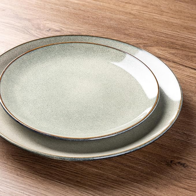 AmorArc Ceramic Dinnerware Sets for 8, 24 Pieces Handpainted Stoneware Plates and Bowls Set, Scratch Resistant Dishes Set, Dishwasher & Microwave Safe, Reactive Color