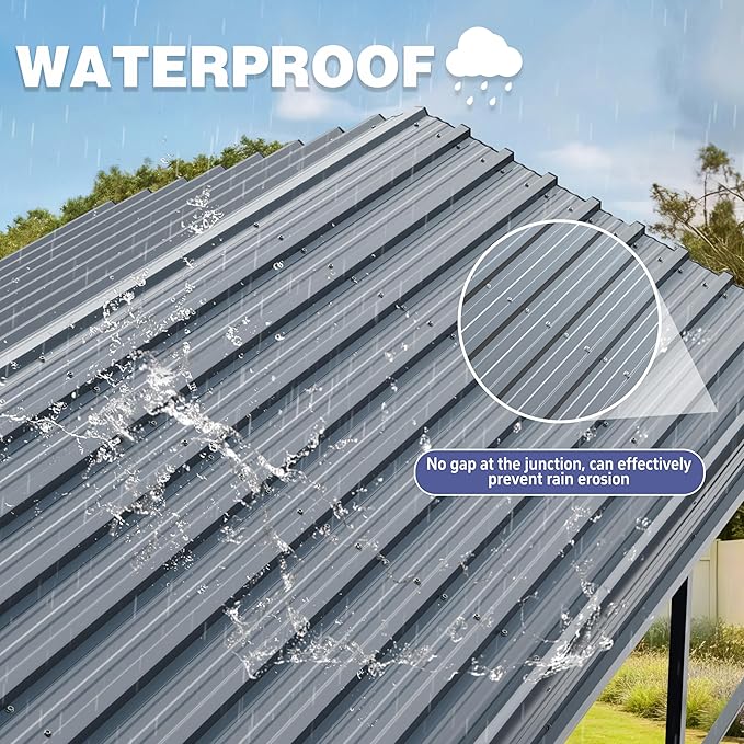 JY QAQA 12 x 20 ft Metal Carport, Heavy Duty Carport Canopy with Galvanized Steel Roof, Outdoor Car Tent Metal Garage Shelter for Car, SUV, Trucks and Boats