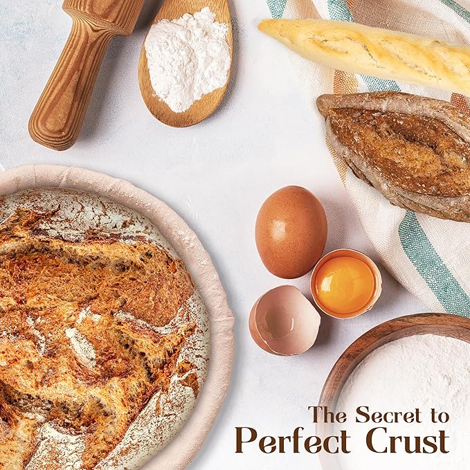 Bread Proofing Baskets for Sourdough Bread Baking - 7" and 9" Round Banneton Baskets with Liners, Made of the Finest Indonesian Rattan - Bake Perfect Artisan Bread Loaves at Home Like a Pro