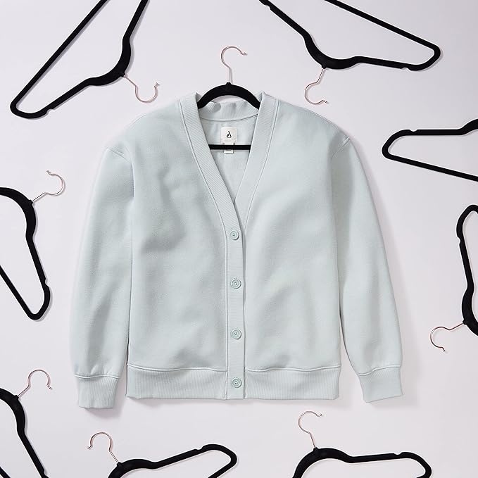 Amazon Basics Slim, Velvet, Non-Slip Suit Clothes Hangers, Black/Rose Gold - Pack of 100