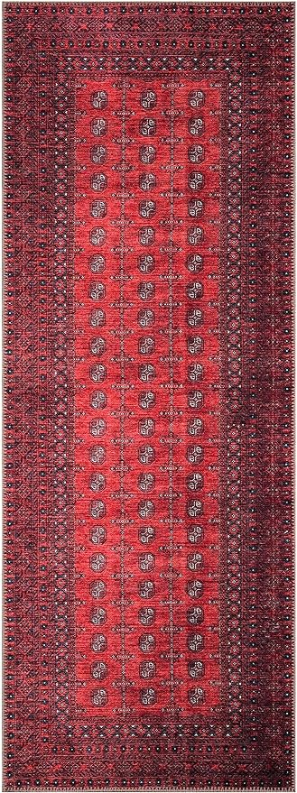 Keen Home Design 2x12 Rug - Machine Washable Runner Rug with Non-Slip Backing, Ideal for Hallway, Entryway, Kitchen, Laundry Room - Vintage, Easy Clean, Durable, Low Pile - (2'6" x 12')