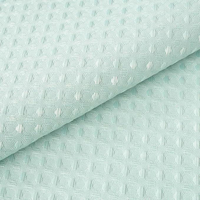 River Dream Heavyweight No Hooks Required Dotted Waffle Weave Shower Curtain with Snap in Liner - 71W x 74H,Hotel Grade,Spa Like Bath Curtain,Misty Blue