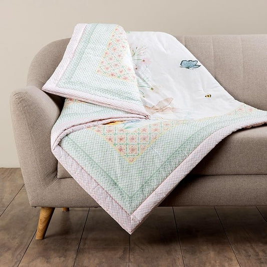 Maison d' Hermine Throw Blanket Lightweight and Breathable Cotton Easter Throw Blanket for Couch Bed Sofa Girls Boys Women Men Gifts Travel Living Room Bedding (50"x60", Easter Dew)