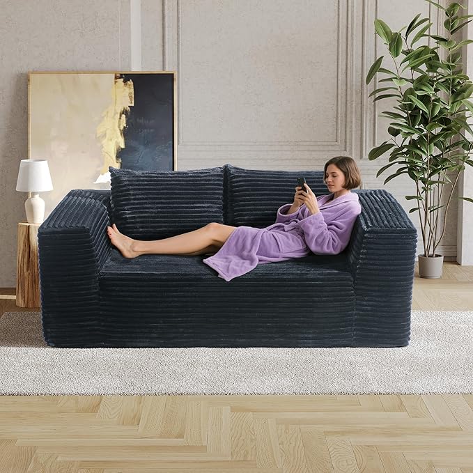 Sofa, 71" Loveseat Sofa-in-a-Box, Deep Seat Couch, No Assembly Required, Comfy Plush Corduroy for Living Room, Bedroom, Office