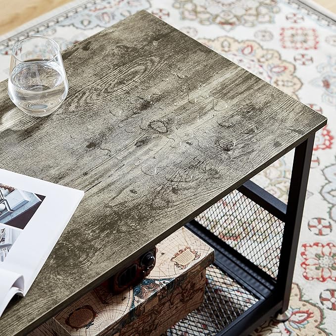 VECELO Industrial TV Stand for Televisions up to 80 Inch, 70" Entertainment Center with Open Storage Shelves for Living Room/Bedroom, 3 Tiers Media Console Table with Metal Frame, Grey, 70 Inches