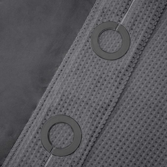 River Dream Heavyweight No Hooks Required Dotted Waffle Weave Shower Curtain with Snap in Liner -Extra Long 71W x 86H,Hotel Grade,Spa Like Bath Curtain,Gray