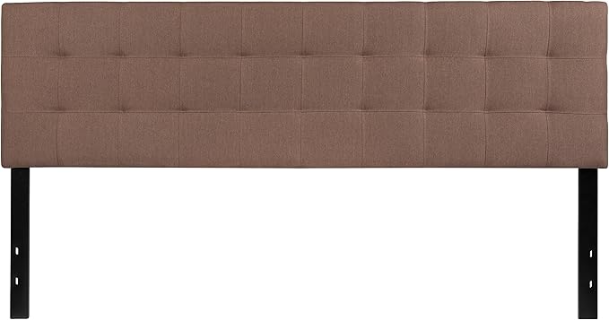 EMMA + OLIVER Quilted Tufted Upholstered King Size Headboard in Camel Fabric