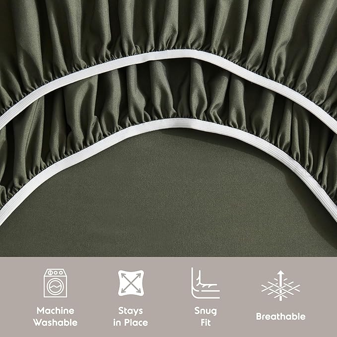 Nestl Full XL Sheet Set - Luxury 1800 Ultra-Soft Microfiber Full Extra Long Bed Sheets - Double Brushed - Deep Pockets - Easy Fit - 4 Piece Set - Bedding Sheets & Pillowcases (Full XL, Olive Green)