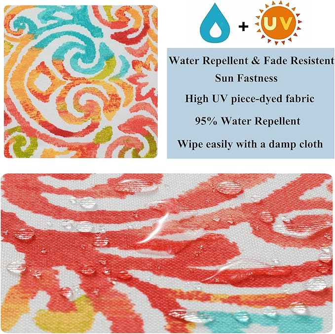 FUNHOME Outdoor Pillow Covers ONLY, No Insert! Pack of 2 Square Throw Pillow Covers, Decorative Water-Repellent Modern Cushion Cases for Sofa Patio Couch Decoration 18 x 18 Inch-Corinthian Dapple