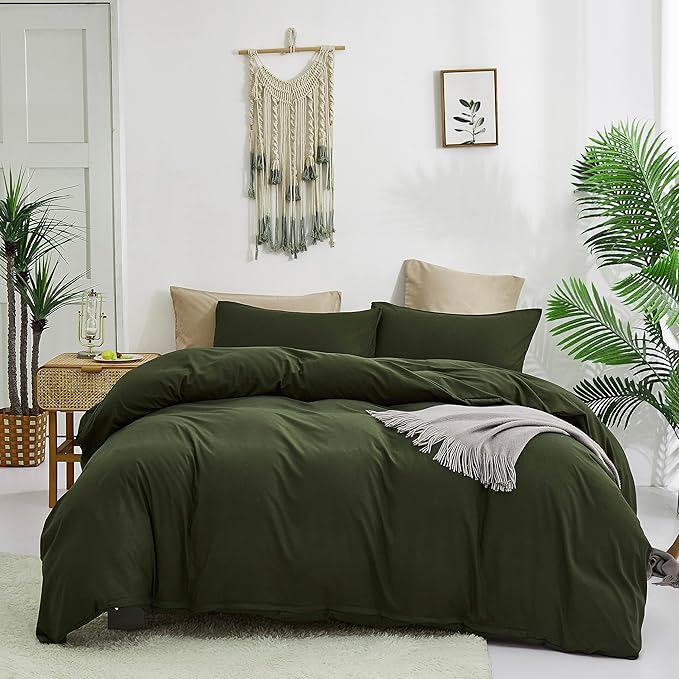 Army Green Comforter Set Queen Dark Green Bedding Set Full Plain Modern Style Blanket Quilts Soft Breathable Comforter Set for Women Men