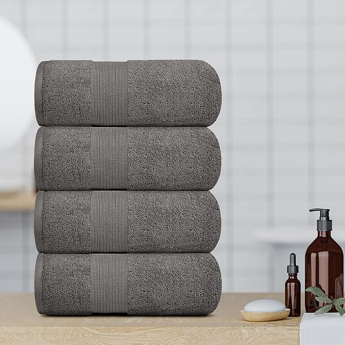 White Classic Resort Collection Soft Bath Towels | 28x55 Luxury Hotel Plush & Absorbent Cotton Bath Towel Large